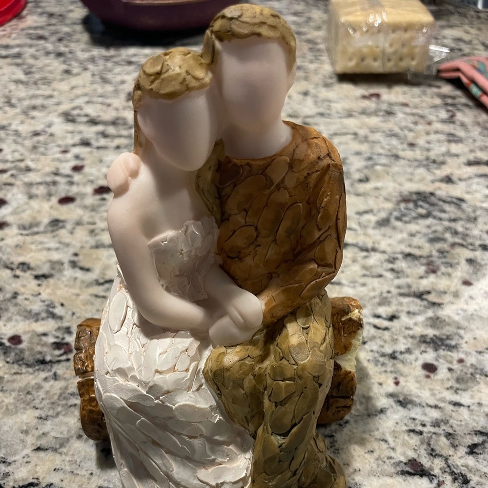 Wedding cake topper- sitting on a log